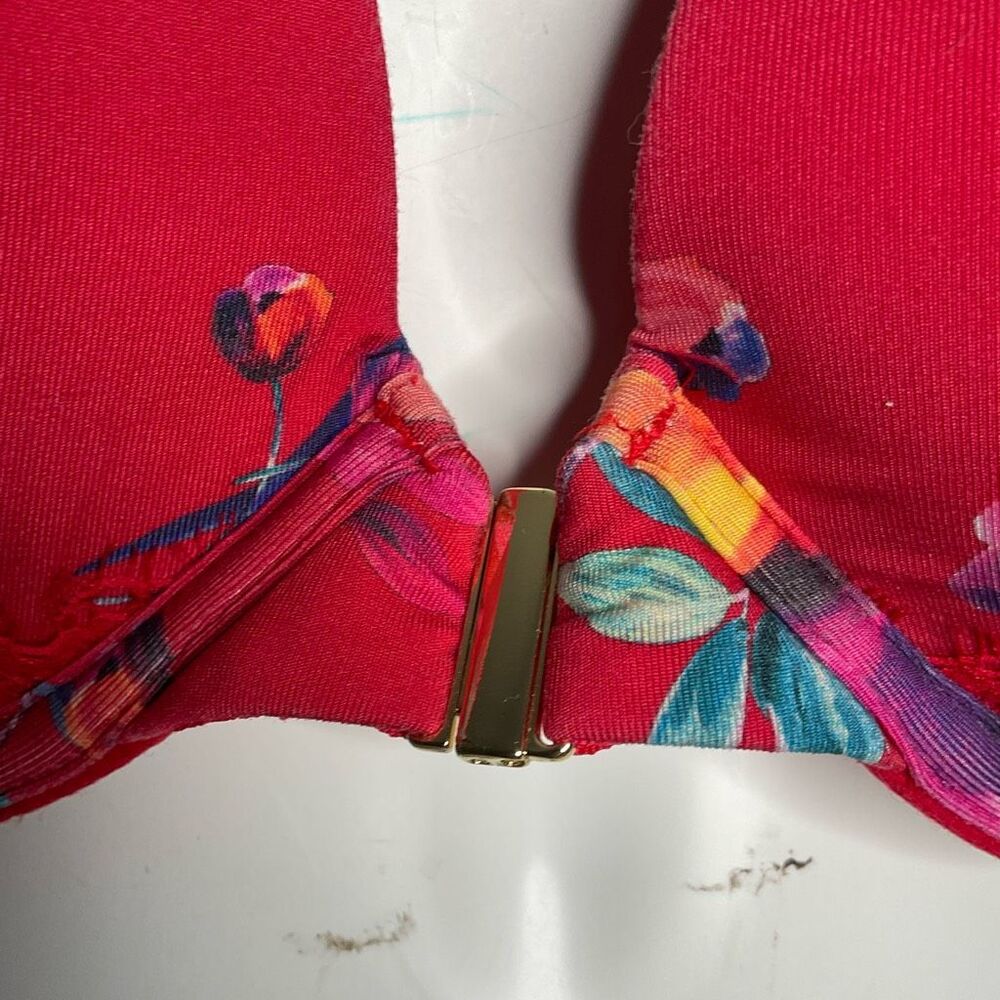 Cacique Seriously Sexy Bra 42DD Boost Plunge Underwire Red Floral Front Closure - Picture 5 of 12